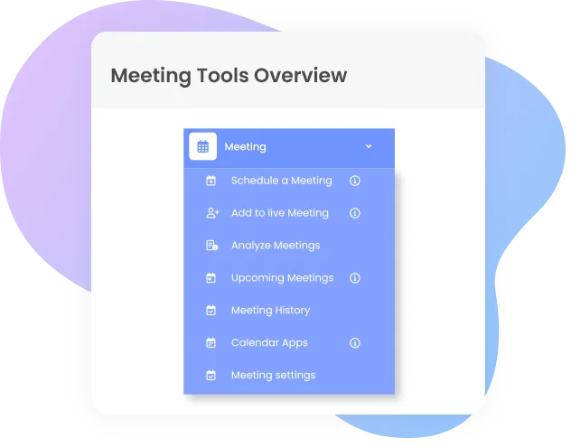DictaAI Dashboard - Meeting Tools Overview